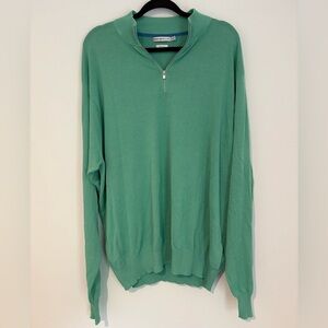Peter Millar Men’s Green 100% Cotton Quarter Zip Pullover Sweater - Size XXL